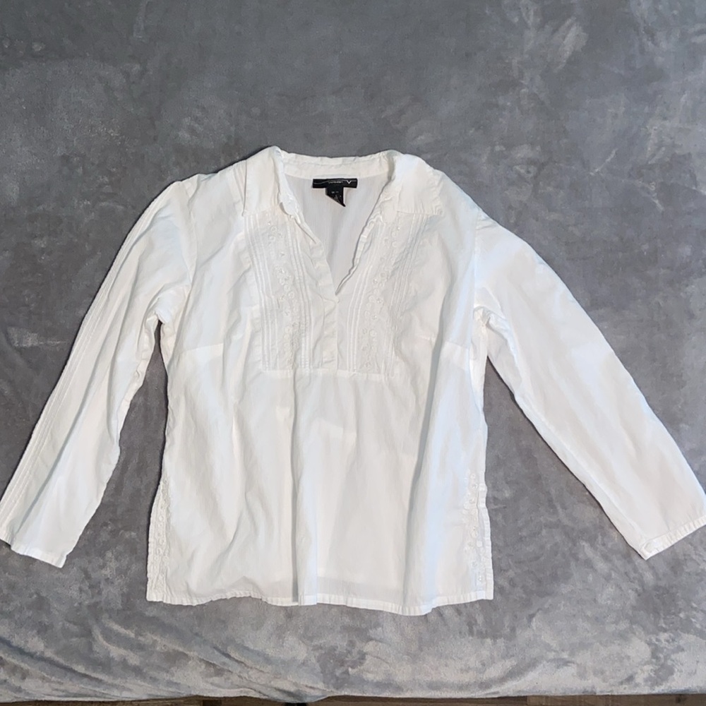 Venezia White Long Sleeve Embroidered Peasant Blouse